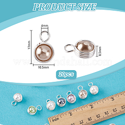 20Pcs Shell Pearl Round Copper Wire Wrapped Pendants&nbsp;PALLOY-PHE00006