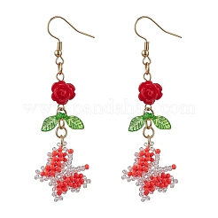 Glass Seed Beads Butterfly Dangle Earrings&nbsp;EJEW-MZ00347