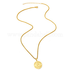 201 Stainless Steel Flat Round with Embossed Tree Pendant Necklaces for Women&nbsp;FS-WG3CDF6-01