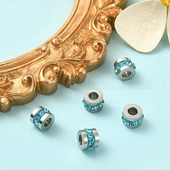 201 Stainless Steel Polymer Clay Rhinestone Inlaid Beads&nbsp;RB-YW0001-11E