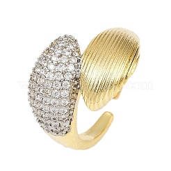Brass Micro Pave Cubic Zirconia Cuff Rings for Women&nbsp;RJEW-C140-16G