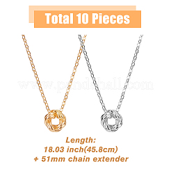 10Pcs 5 Style 304 Stainless Steel Ring Knot Pendant Necklaces Set for Women&nbsp;NJEW-FI0001-23