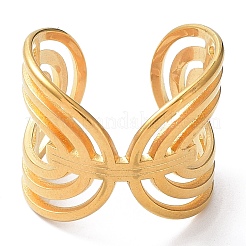 Ion Plating(IP) 304 Stainless Steel Hollow Open Cuff Rings&nbsp;RJEW-D006-04G