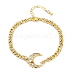 Brass Micro Pave Clear Cubic Zirconia Charm Bracelets&nbsp;BJEW-M050-01G-02