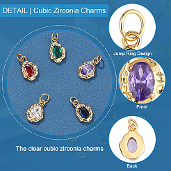 10Pcs 5 Colors Brass Micro Pave Cubic Zirconia Pendants&nbsp;KK-BBC0002-76