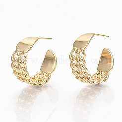 Brass Half Hoop Earrings&nbsp;KK-R117-040-NF