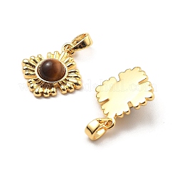 Brass Tiger Eye Pendants&nbsp;KK-B129-05G