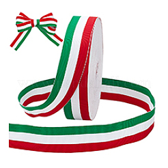 50 Yards Tricolor Polyester Striped Grosgrain Ribbon&nbsp;OCOR-WH0078-199C