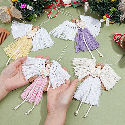 4Pcs Angel Handmade Woven Macrame Cotton Thread Pendant Decorations&nbsp;HJEW-MA00018