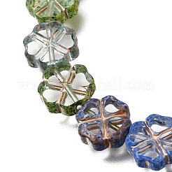 Picasso Baking Paint & Golden Metal Enlaced Glass Beads Strands&nbsp;GL-CBA98F0-01