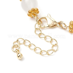 Brass & Imitation Jade Round Glass Link Bracelets for Women&nbsp;BJEW-JB10771