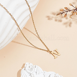 304 Stainless Steel Letter Pendant Necklaces&nbsp;NJEW-LP0001-53N-G