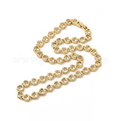Clear Cubic Zirconia Heart Link Chain Necklace&nbsp;NJEW-E074-06G