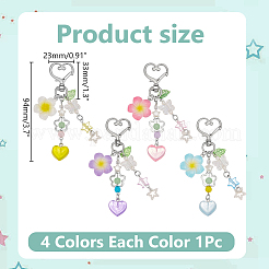 4Pcs 4 Colors Star Glass Imitation Pearl Pendant Decorations&nbsp;AJEW-WR0002-83