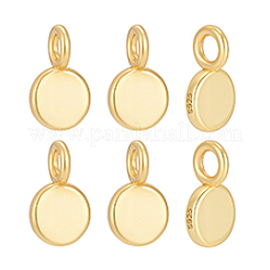 6Pcs 925 Sterling Silver Flat Round Charms&nbsp;STER-PH0004-45