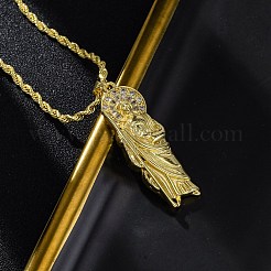 Brass Micro Pave Clear Cubic Zirconia Saint Jude Pendant Necklaces&nbsp;NJEW-C071-01C-G