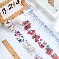1 Roll Flower Pattern Stickers PET Adhesive Tape&nbsp;DIY-GF0012-37