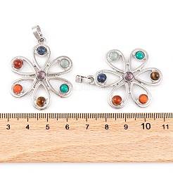 Chakra Natural Tiger Eye & Natural Lapis Lazuli & Natural Carnelian & Synthetic Turquoise & Glass Pendants&nbsp;G-NH0025-08P