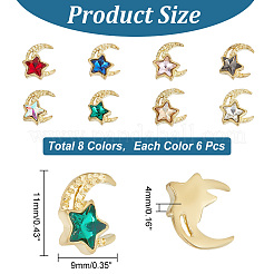 48Pcs 8 Colors Light Gold Tone Alloy Cabochons&nbsp;MRMJ-HY0002-47