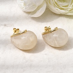 Teardrop Brass Resin Stud Earrings&nbsp;EJEW-P333-08G-01