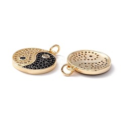 Rack Plating Brass Micro Pave Clear & Black Cubic Zirconia Pendants&nbsp;KK-B050-01G