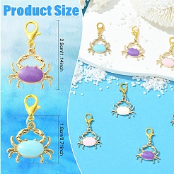 8Pcs 4 Colors Alloy Enamel Crab Shape Pendant Decorations&nbsp;HJEW-YW00322
