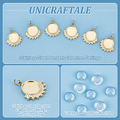 8Pcs 304 Stainless Steel Pendant Cabochon Settings&nbsp;DIY-UN0055-93
