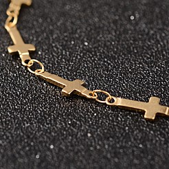 Cross 304 Stainless Steel Link Chain Bracelets&nbsp;BJEW-D397-03G