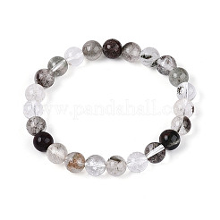 Natural Green Lodolite Quartz Round Beaded Stretch Bracelets for Men Women&nbsp;G-N349-10C