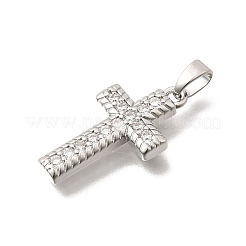 Brass Micro Pave Clear Cubic Zirconia Pendants&nbsp;KK-B187-06P