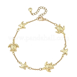 Ocean 304 Stainless Steel Turtle and Starfish Link Chain Anklets for Women&nbsp;AJEW-AN00821