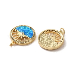 Brass Micro Pave Cubic Zirconia with Synthetic Opal Pendants&nbsp;KK-D096-16G