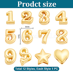 12Pcs 12 Styles Brass Charms&nbsp;KK-PH0014-82