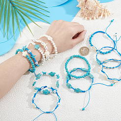 12Pcs Dyed Synthetic Turquoise Beads Braided Bead Bracelets & Stretch Bracelets for Women&nbsp;BJEW-PH02005