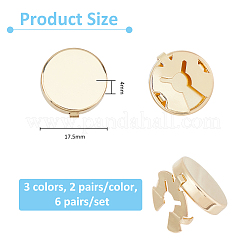 6 Pairs 3 Colors Brass Cufflink Settings&nbsp;FIND-FH0010-31
