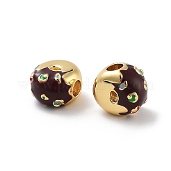 Donut Rack Plating Brass Enamel Beads&nbsp;KK-G512-03G-01