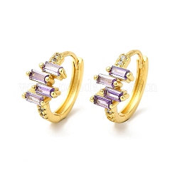 Cubic Zirconia Rectangle Hoop Earrings&nbsp;EJEW-E270-04G