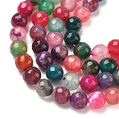 Dyed Natural Agate Faceted Round Beads Strands&nbsp;G-E320E-8mm-16