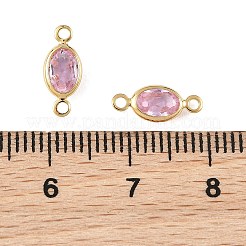 SHEGRACE Brass Pave Cubic Zirconia Oval Connector Charms&nbsp;XGRQ2O133-439B-G