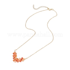 3Pcs 3 Styles Natural Green Aventurine & Amethyst & Carnelian Faceted Round Beaded Arrow Pendant Brass Cable Chain Necklaces&nbsp;NJEW-TA00207