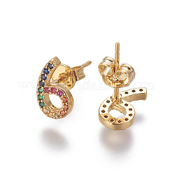 Brass Cubic Zirconia Stud Earrings&nbsp;EJEW-O092-06G