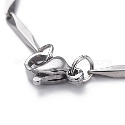 Tarnish Resistant Unisex 201 Stainless Steel Bar Link Chain Bracelets&nbsp;BJEW-L637-35A-P