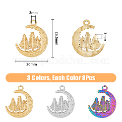 24Pcs 3 Colors 304 Stainless Steel Pendants&nbsp;STAS-DC0013-13