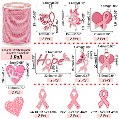 October Breast Cancer Pink Awareness Ribbon Bracelet Necklace Making Kit&nbsp;DIY-PH0020-75
