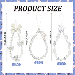 3Pcs 3 Styles Resin Imitation Pearl Mobile Straps&nbsp;HJEW-CN0001-33