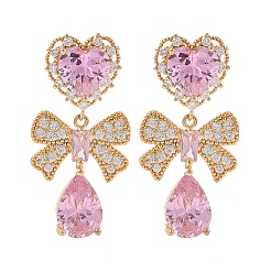 Bowknot Brass Micro Pave Cubic Zirconia Stud Earrings&nbsp;EJEW-A120-02