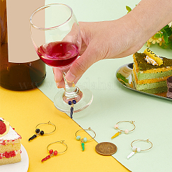 Horn of Plenty Alloy Enamel with Glass Bead Wine Glass Charms&nbsp;AJEW-AB00040