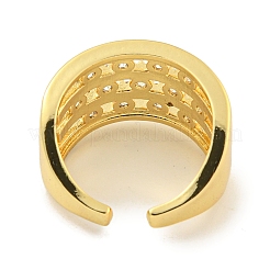 Rack Plating Three Row Brass Micro Pave Cubic Zirconia Open Cuff Ring&nbsp;RJEW-C082-03G