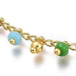 Brass Handmade Colorful Glass Beaded Necklaces&nbsp;NJEW-JN03134