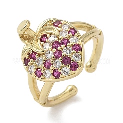 Brass Micro Pave Cubic Zirconia Cuff Rings&nbsp;RJEW-H256-14G-01
